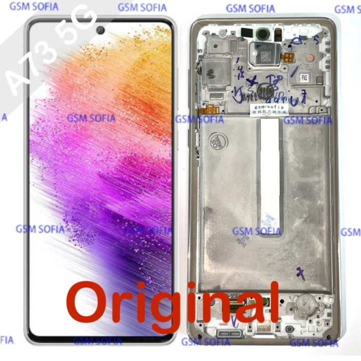 Pantalla completa original con marco para Samsung Galaxy A73 5G / A736 - Plata