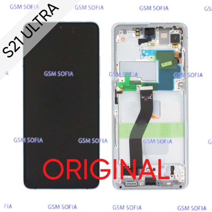 Pantalla completa orig con marco para Samsung Galaxy s21  ultra / G998 - Plata (Assembled)