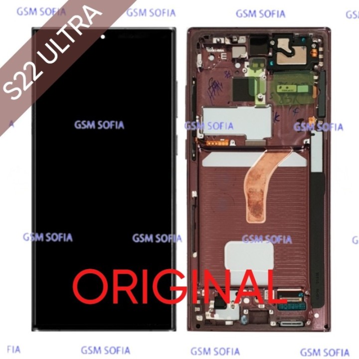 Pantalla Completa Original Con Marco Para Samsung Galaxy S22 Ultra 5G / S908 - BURGUNDY