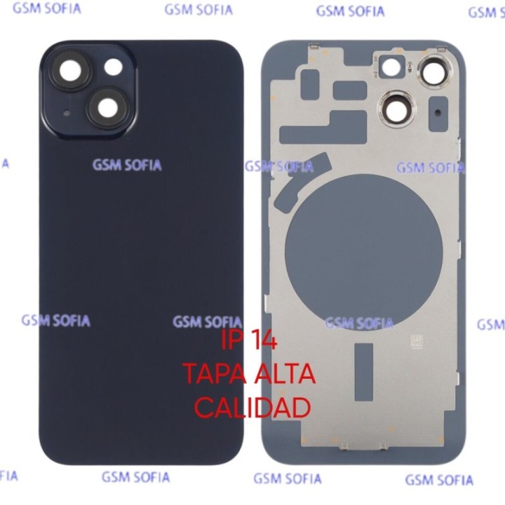 TAPA TRASERA ALTA CALIDAD CON SOPORTE Y LENTE DE CAMARA PARA IPHONE 14 - NEGRO