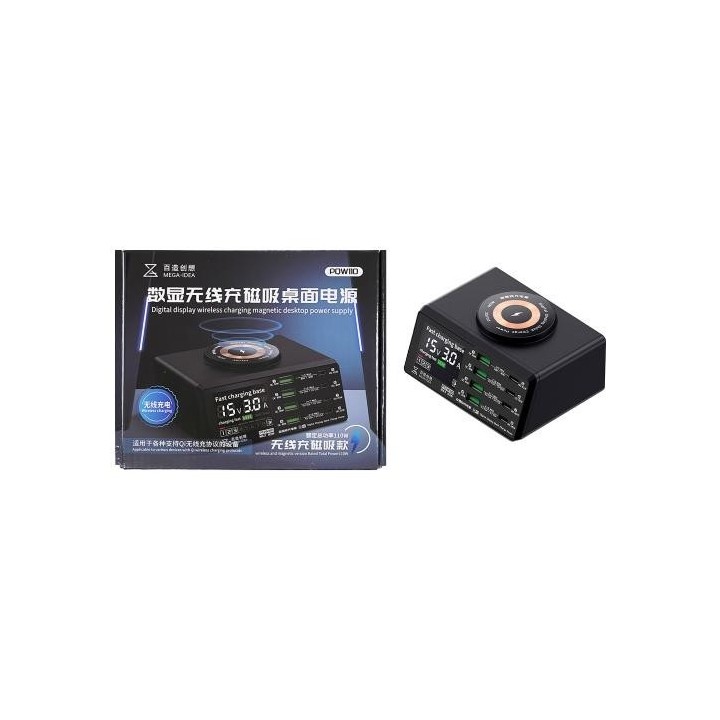 Cargador Multibles puertos inteligente Mega idea PQW110 pantalla Digital USB