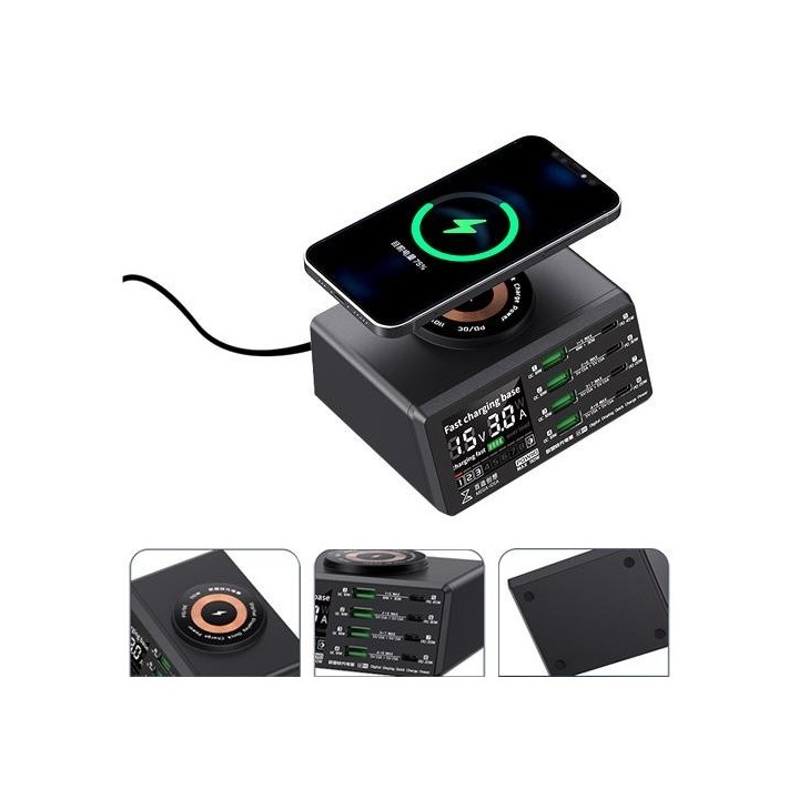 Cargador Multibles puertos inteligente Mega idea PQW110 pantalla Digital USB