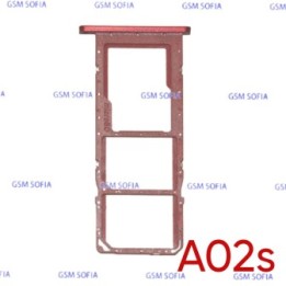 Bandeja Sim+Micro SD Para Samsung Galaxy A02s / A025G - Rojo