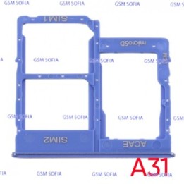 Bandeja Sim+Micro SD para Samsung Galaxy A31 / A315F  - Azul
