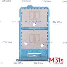 Bandeja Sim+Micro SD  para Samsung Galaxy M31s / M317   - Azul Celeste