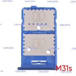 Bandeja Sim+Micro SD  para Samsung Galaxy M31s / M317   - Azul
