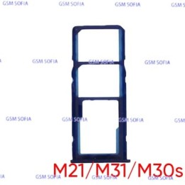 Bandeja Sim+Micro SD  para Samsung Galaxy M21 M215 / M31 M315 / M30s M307   - Azul Marino