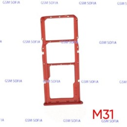 Bandeja Sim+Micro SD  para Samsung Galaxy M31 / M315   - Rojo