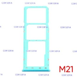 Bandeja Sim+Micro SD  para Samsung Galaxy M21 M215   - Azul Celeste