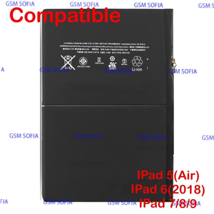 Batería VPN:G69TA023H Para iPad 5 A1822 / A1823  iPad Air A1474 / A1475 / A1476 De 8827mAh