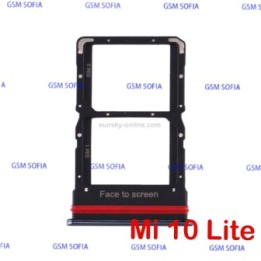 Bandeja Porta Tarjeta SIM SD Tray Holder Para Xiaomi Mi 10 Lite 5G / Mi 10 Lite - Negro