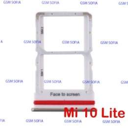 Bandeja Porta Tarjeta SIM SD Tray Holder Para Xiaomi Mi 10 Lite 5G / Mi 10 Lite - Plata