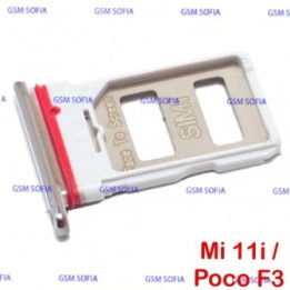 Bandeja Tarjeta SIM Dual Nano Soporte para Xiaomi Mi 11i (M2012K11G) / Poco F3 / Pocophone F3 - Plata