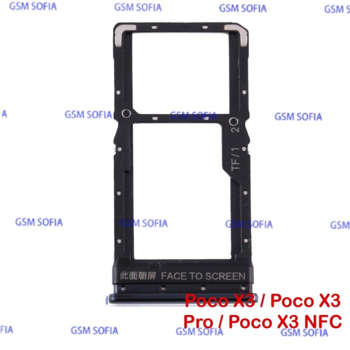 Bandeja Sim + Micro SD Para Poco X3 / Poco X3 Pro / Poco X3 NFC - Negro