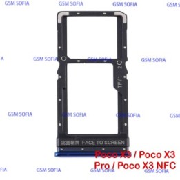 Bandeja Sim + Micro SD Para Poco X3 / Poco X3 Pro / Poco X3 NFC - Azul
