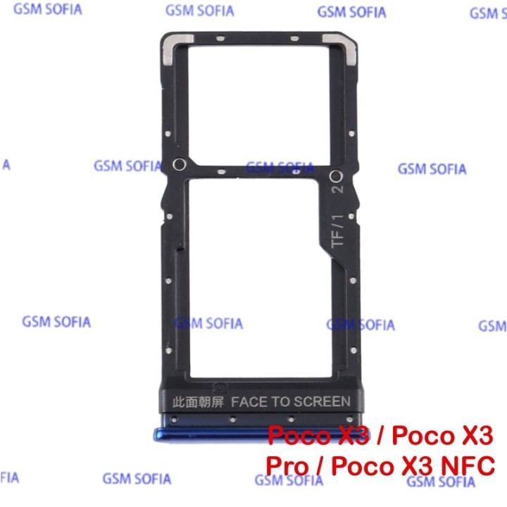 Bandeja Sim + Micro SD Para Poco X3 / Poco X3 Pro / Poco X3 NFC - Azul