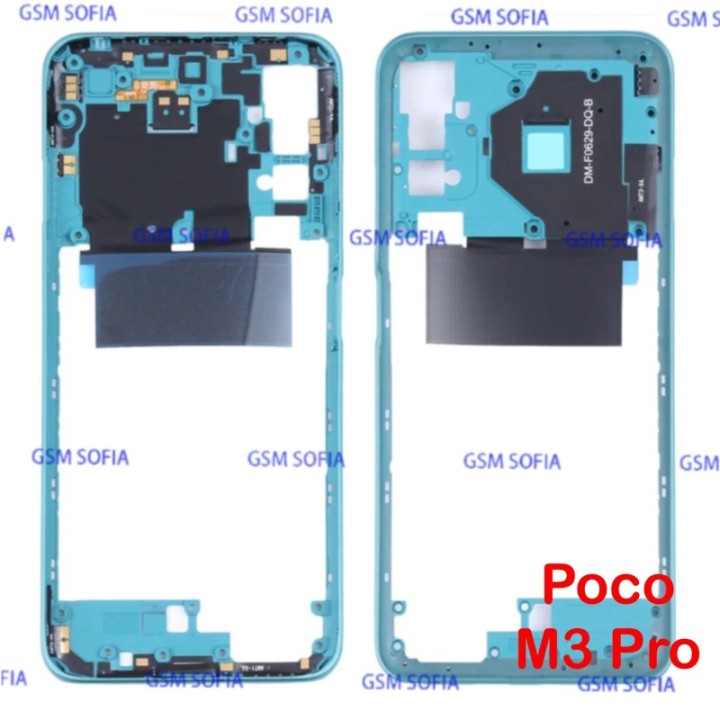 Marco Lateral / Chasis Externa Para Poco M3 Pro - Azul Agua