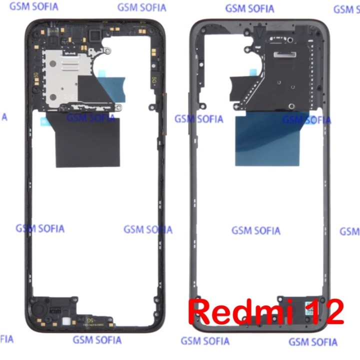 Marco Lateral Externa Para Redmi 12 4G / Redmi 12 5G - Negro