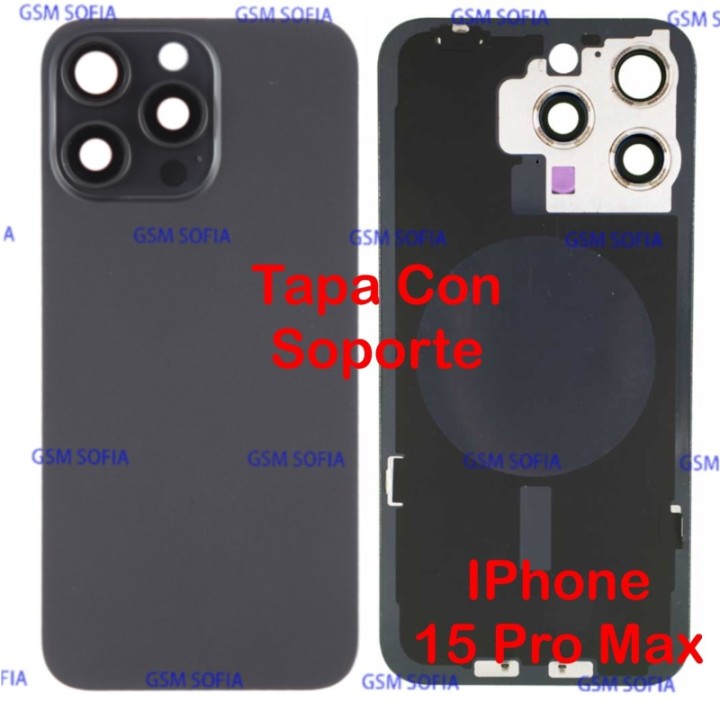 Tapa Trasera con Soporte Calidad Extra Para iPhone 15 Pro Max - Negro