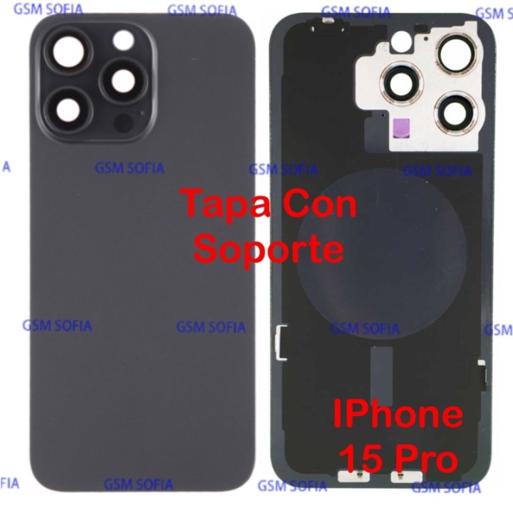 Tapa Trasera con Soporte Calidad Extra Para iPhone 15 Pro - Negro