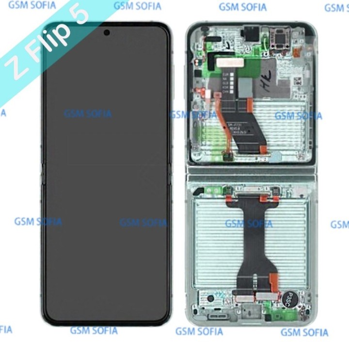 Pantalla completa original con marco para Samsung Galaxy Z Flip 5 5G / F731B - Verde