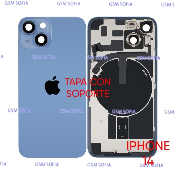 TAPA TRASERA ALTA CALIDAD CON SOPORTE Y LENTE DE CAMARA PARA IPHONE 14 - AZUL