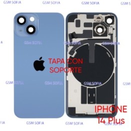TAPA TRASERA ALTA CALIDAD CON SOPORTE Y LENTE DE CAMARA PARA IPHONE 14 PLUS - AZUL