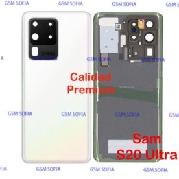 Tapa trasera con Lente Calidad Premium Para Samsung Galaxy S20 Ultra / G988 - Blanco