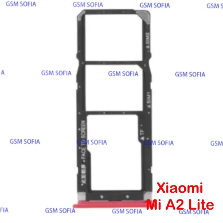 Bandeja SIM + SIM/SD Para Xiaomi Mi A2 Lite / Redmi 6 PRO - Rojo
