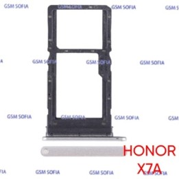 Bandeja sim + Micro SD Para Huawei Honor X7a - Plata