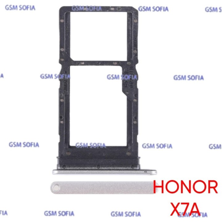 Bandeja sim + Micro SD Para Huawei Honor X7a - Plata