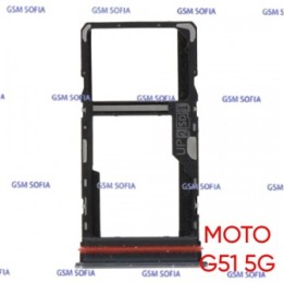 Bandeja sim + Micro SD Para Motorola G51 5G / Moto G51 5G - Negro