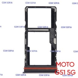 Bandeja sim + Micro SD Para Motorola G51 5G / Moto G51 5G - Plata