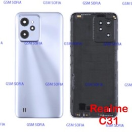 Tapa / Carcasa trasera Con lente y pulsador de Botones Para Realme c31- Plata