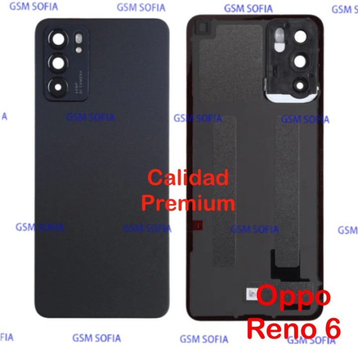 Tapa trasera calidad Premium Con lente para Oppo Reno 6 5G - Negro