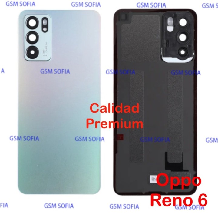 Tapa trasera calidad Premium Con lente para Oppo Reno 6 5G - Plata