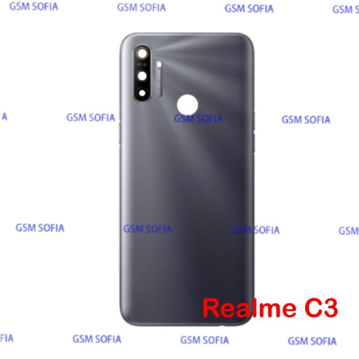 Tapa / Carcasa trasera con botones Para Oppo Realme C3 - Negro
