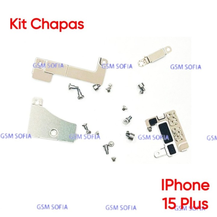 Kit de Chapas + Tornillos de sujecion Interna Para IPhone 15 Plus