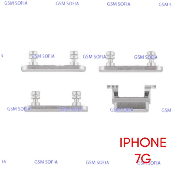 Set botones de volumen y power + silencio para iPhone 7G / iPhone 7 / iPhone 7 Plus - Plata
