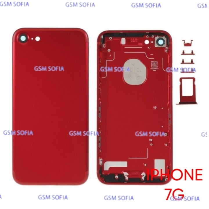Chasis / Tapa trasera sin pieza con juegos de botoneras  para iPhone 7G / iPhone 7 - Rojo
