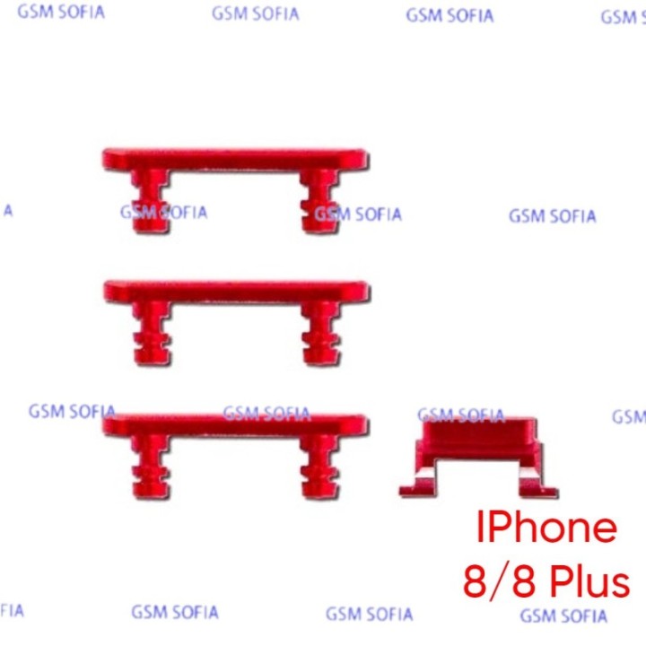 Set botones + silencio Para IPhone 8G / IPhone 8 / IPHONE SE 2020  - Rojo