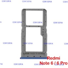Bandeja SIM + SIM/SD Para Xiaomi Redmi Note 6 / Redmi Note 6 Pro - Azul