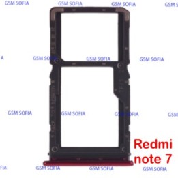 Bandeja SIM + SIM/SD Para XIAOMI Redmi Note 7 / Redmi Note 7 Pro - Rojo