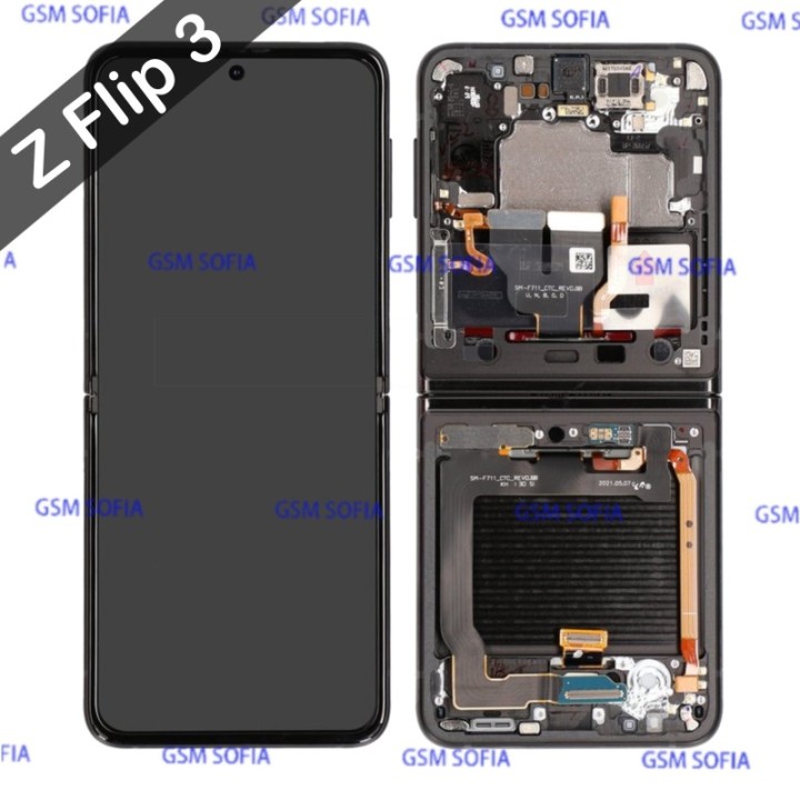 Pantalla Completa Ori Con marco para Samsung Galaxy Z Flip 3 5G / F711 / F717 - Negro