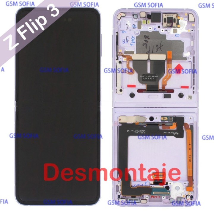 DESMONTAJE Pantalla Completa Con marco para Samsung Galaxy Z Flip 3 5G / F711 / F717 - Lila