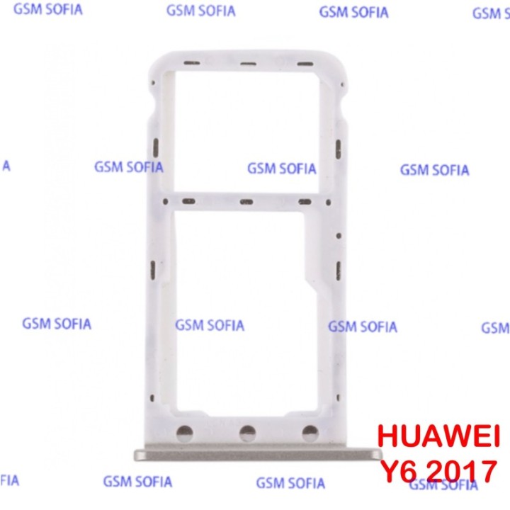 Bandeja SIM + SIM/SD Para Huawei Y6 2017 / Y6 Pro 2017 / Honor 6 Play / Nova Young - Plata