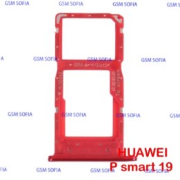 Bandeja SIM + SIM/SD para HUAWEI P SMART 2019 / P SMART PLUS 2019 - rojo