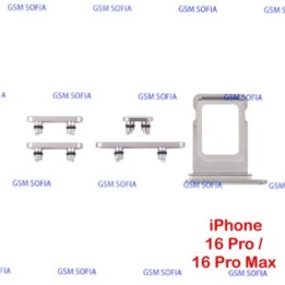 Set de botones + Bandeja Sim Para iPhone 16 Pro / iPhone 16 Pro Max - Blanco