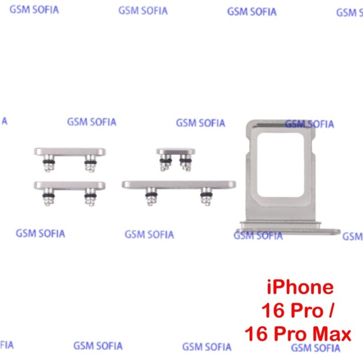 Set de botones + Bandeja Sim Para iPhone 16 Pro / iPhone 16 Pro Max - Blanco